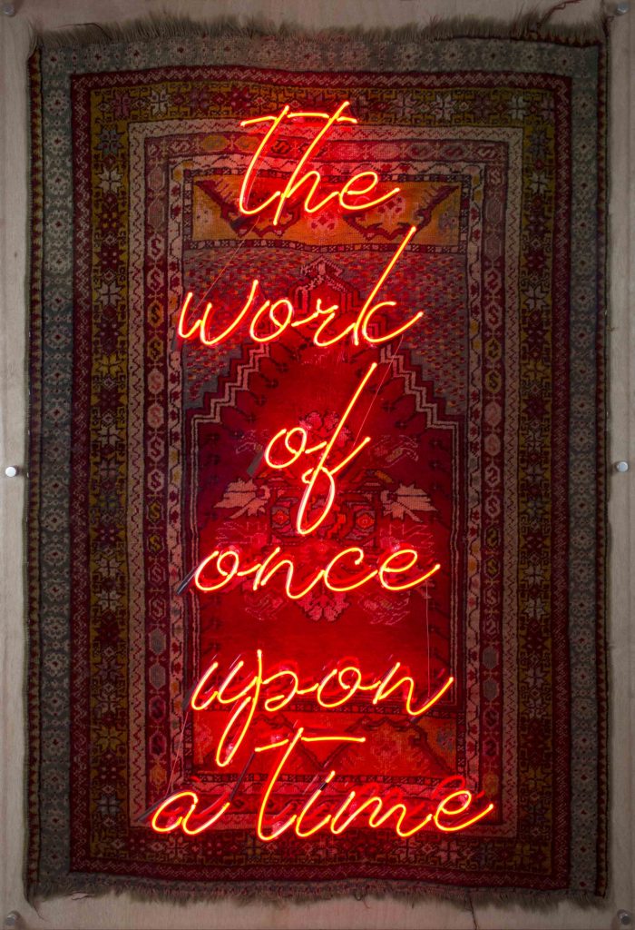 The Work of Once Upon a Time II, 2018, Rug, Neon, 170x106 cm