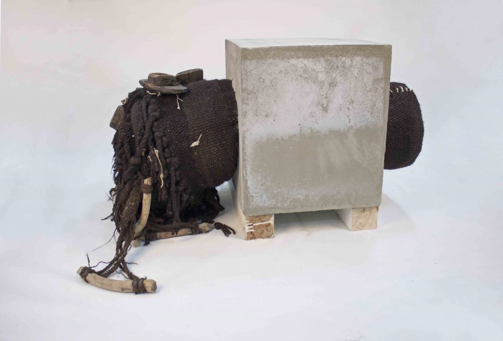 I am In The Settlements, 2016, Concrete, Weaving, 65x105x47 cm