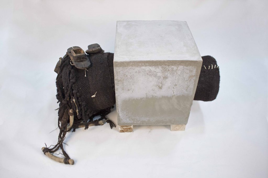 I am In The Settlements, 2016, Concrete, Weaving, 65x105x47 cm