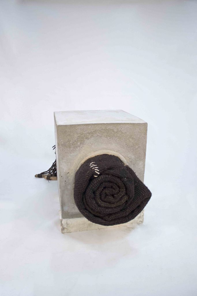 I am In The Settlements, 2016, Concrete, Weaving, 65x105x47 cm